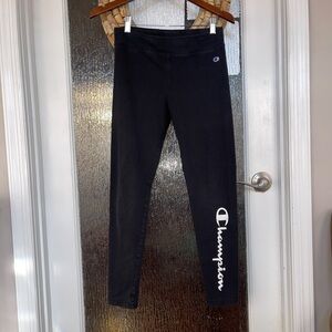 Girls Champion Black Leggings with Logo